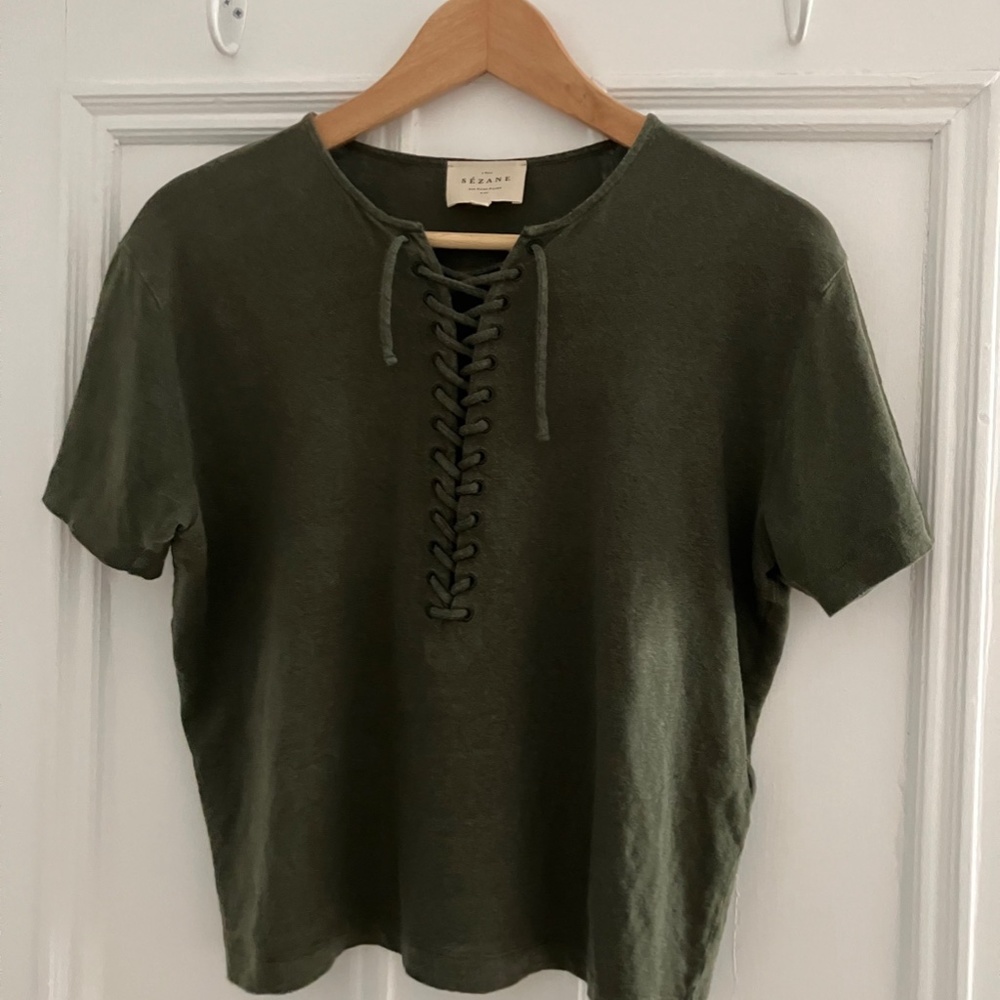 Sézane linen laced top